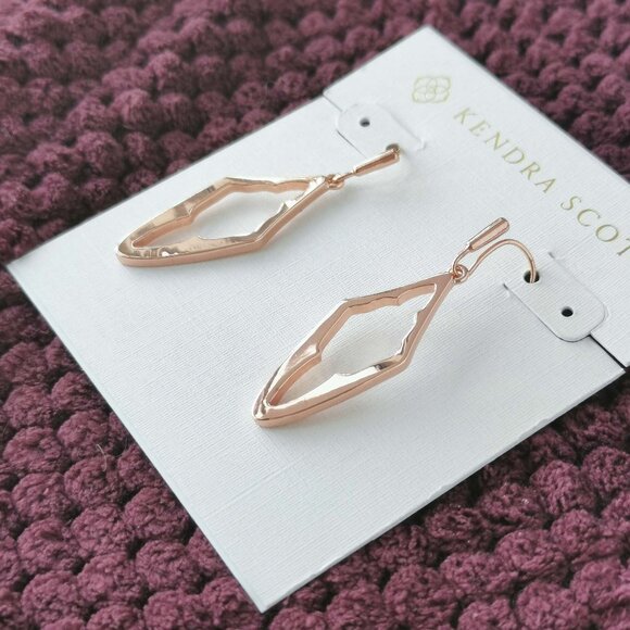 Kendra Scott Rose Gold Elongated Abbie Open Frame Earrings NEW - Picture 3 of 3
